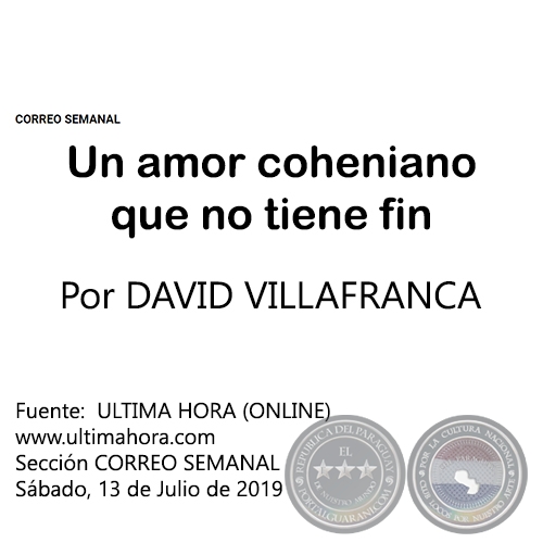 UN AMOR COHENIANO QUE NO TIENE FIN - Por DAVID VILLAFRANCA - Sbado, 13 de Julio de 2019